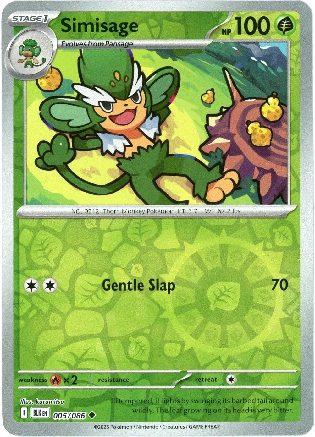 Black Bolt Simisage [Reverse] Pokémon card